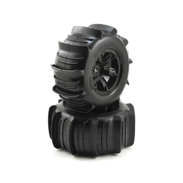 Traxxas X-Maxx Pre-Mounted Paddle Tires & Wheels (2) (Black) - Remote Control Toys - Traxxas
