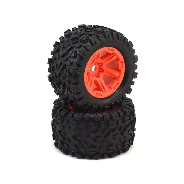 Traxxas Talon EXT Tires 3.8" Pre-Mounted Monster Truck Tires (2) (Orange) (17mm Splined Hex) - Remote Control Toys - Traxxas