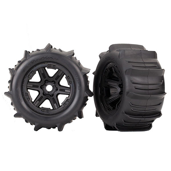 Traxxas Paddle Tires 3.8" Pre-Mounted w/Monster Truck Wheels (Black) (Standard) - Remote Control Toys - Traxxas
