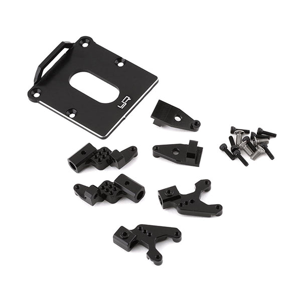 Yeah Racing Axial SCX24 Front & Rear Adjustable Shock Mounts w/ESC Plate (Black) - Parts - AMain Distributing