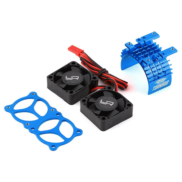 Yeah Racing Aluminum 540/550 Motor Heat Sink w/Twin Tornado Fans (Blue) - Remote Control Toys - AMain Distributing