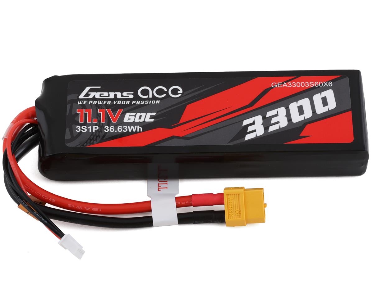 Gens Ace 3s LiPo Battery 60C (11.1V/3300mAh) w/XT-60 Connector - - AMain Distributing