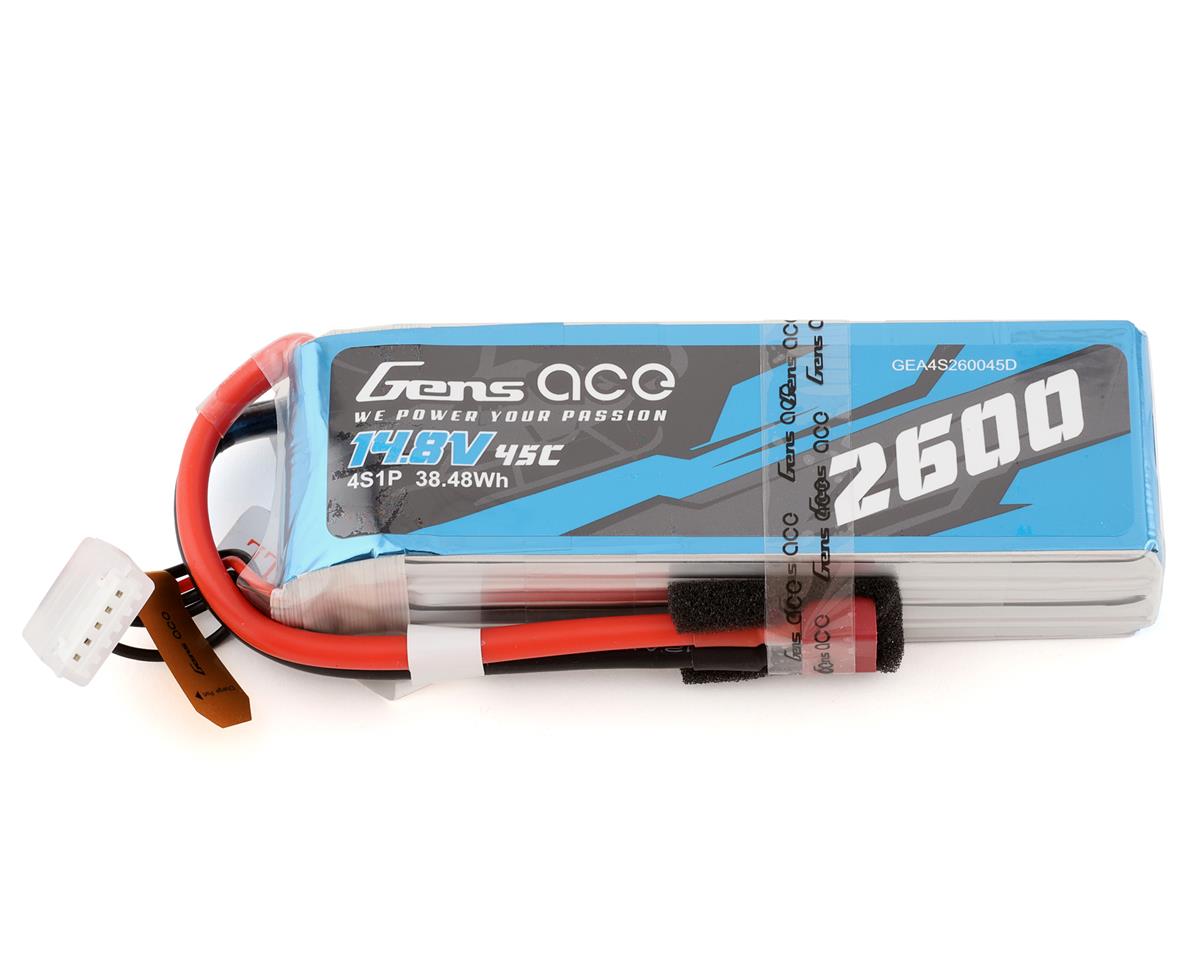 Gens Ace 4S LiPo Battery 45C (14.8V/2600mAh) w/Deans - - Horizon Hobbies, Inc.