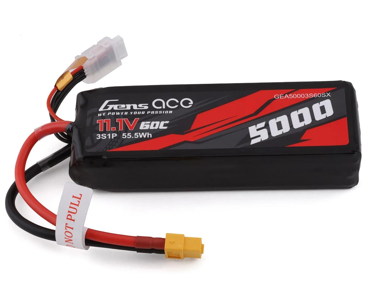 Gens Ace 3s Short-Size LiPo Battery 60C w/XT-60 Connector (11.1V/5000mAh) - Remote Control Toys - Horizon Hobbies, Inc.