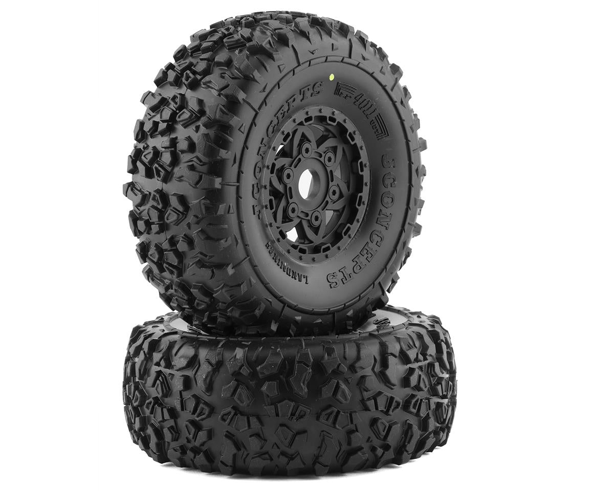 JConcepts Mojave 6S BLX Pre-Mounted Landmines Tires w/Tremor Wheels (Black) (2) (Yellow) w/17mm Hex - Wheel/Tires - Horizon Hobbies, Inc.