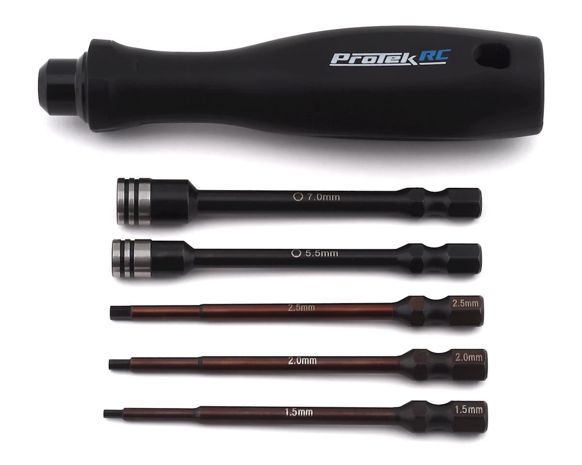 ProTek RC "TruTorque" 5-Piece 1/4" Drive Hex & Nut Driver Set (1.5, 2.0, 2.5mm Hex & 5.5, 7mm Nut Driver) - - AMain Distributing