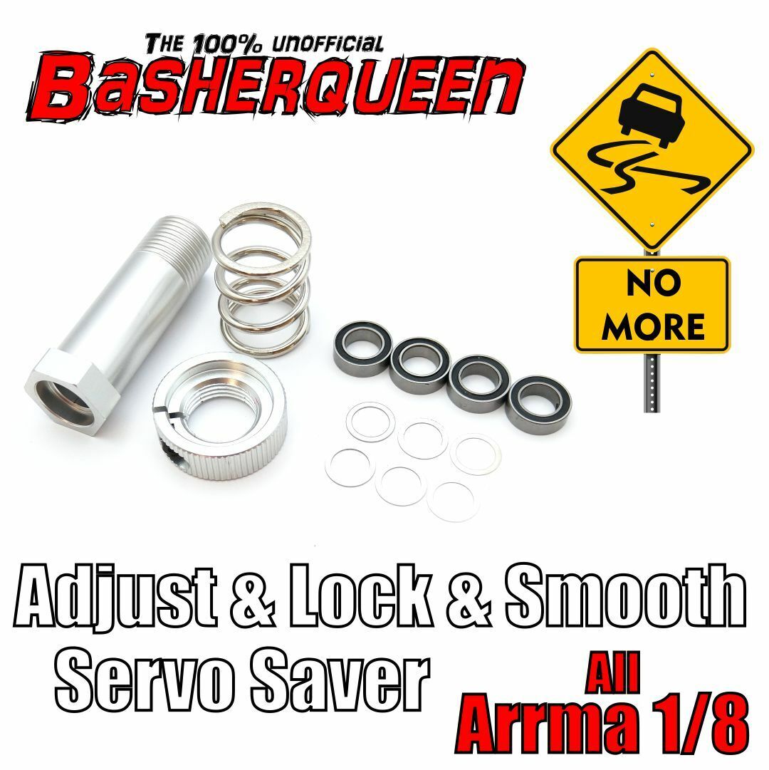 Basherqueen Adjustable Lockable Servo Saver Kit Arrma 1/8 1/7 EXB Bearings Shims - - BASHERQUEEN
