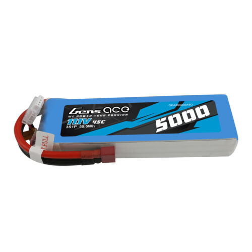 Gens Ace 45C 5000mAh 11.1V 3S Lipo Battery Deans Plug For RC Airplane Helicopter - - AMain Distributing