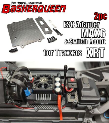 Basherqueen Traxxas XRT Max6 ESC Adapter Plate Carbon Fiber & Switch Mount - - BASHERQUEEN