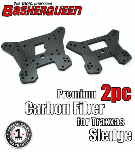 Basherqueen Carbon Fiber Shock Tower Set for Traxxas Sledge (2 pc) - - BASHERQUEEN