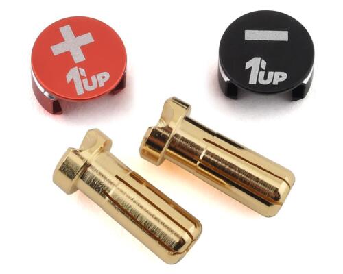 1UP Racing LowPro Bullet Plug Grips w/5mm Bullets (Black/Red) - - AMain Distributing