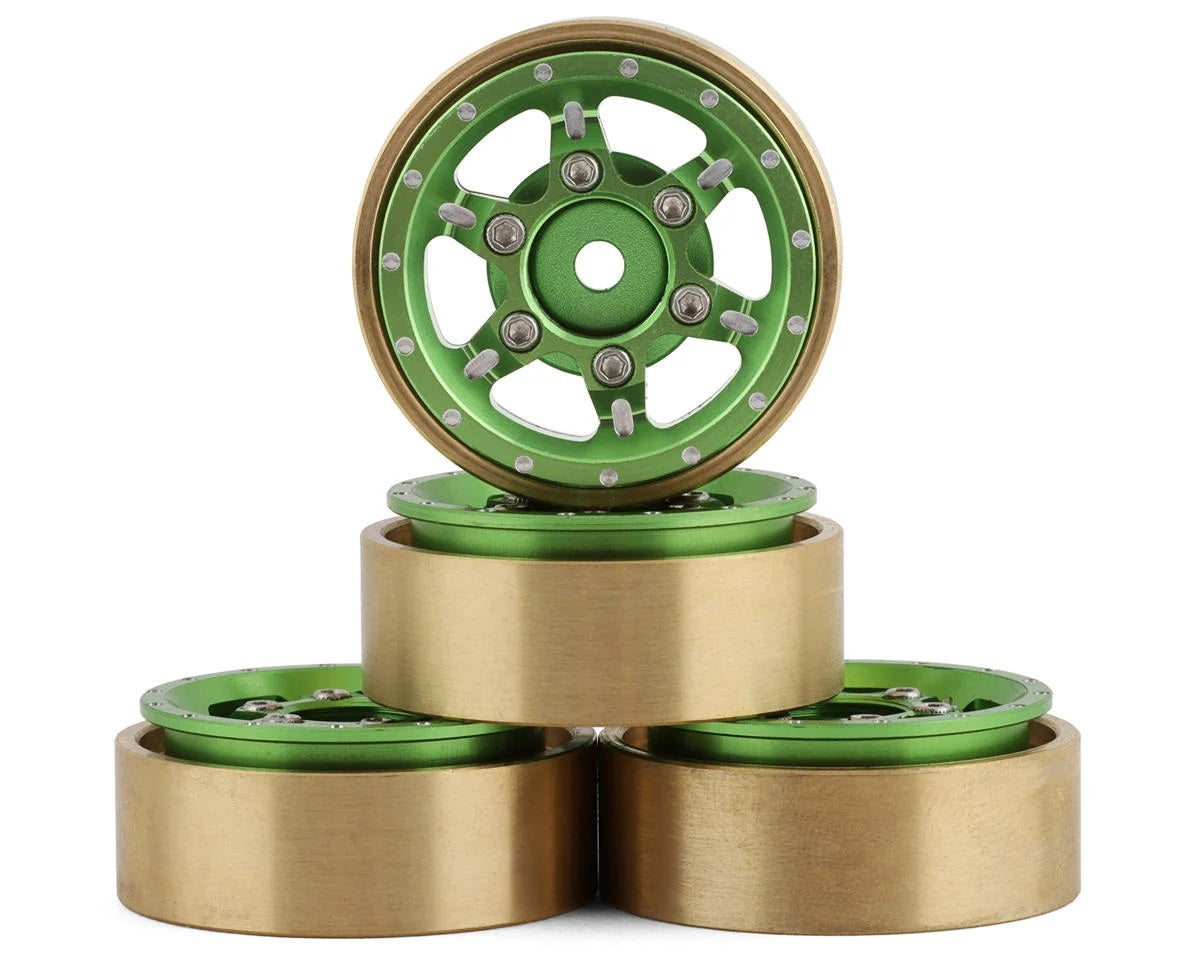 Samix SCX24 Aluminum & Brass Adjustable Offset 1.0" Beadlock Wheels (4) - Parts - AMain Distributing