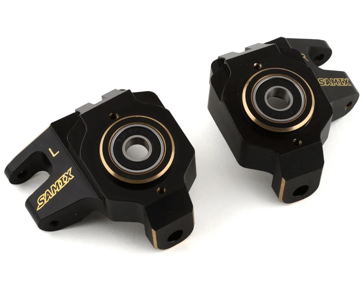 Samix SCX6 Brass Heavy Duty Steering Knuckle Set (Black) - Parts - AMain Distributing