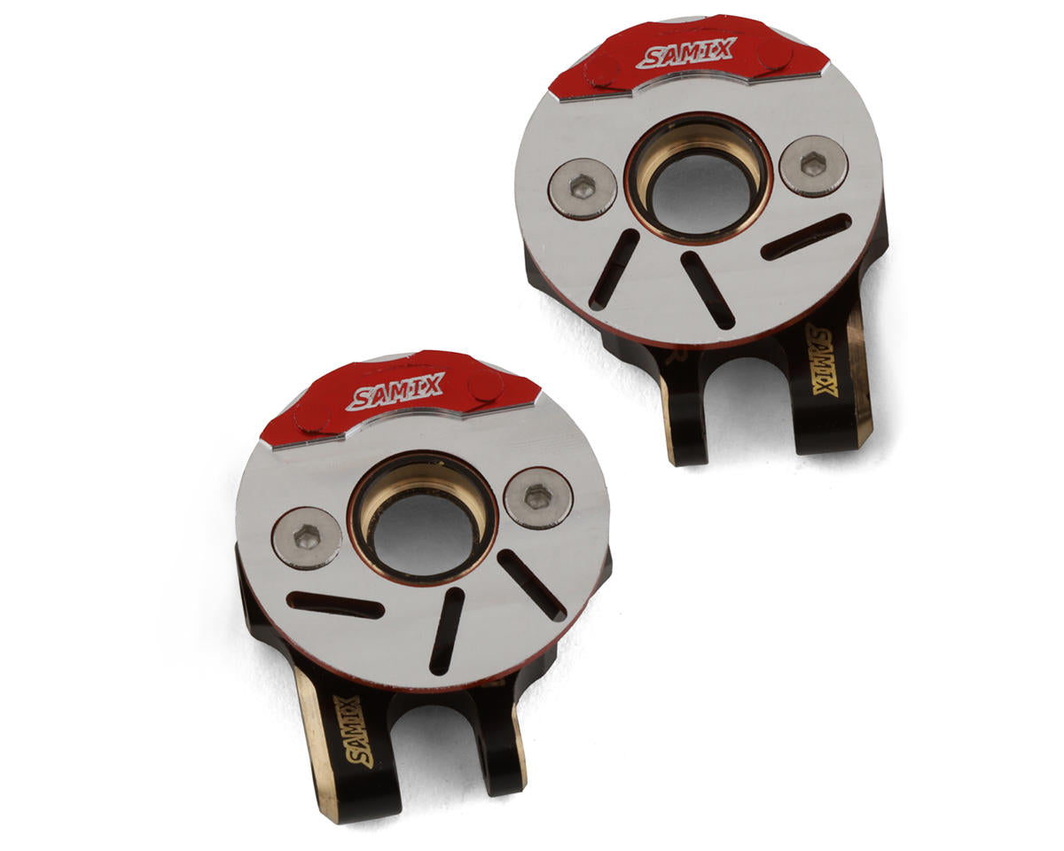 Samix TRX-4M Brass Heavy Steering Knuckle Set w/Scale Brake Rotor/Caliper (22g) - - AMain Distributing