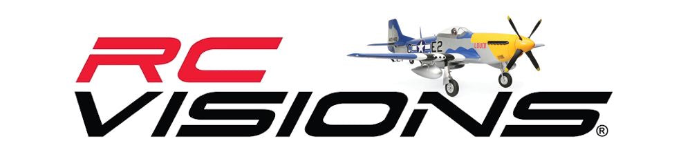 This is our RC VISIONS logo with E-flite P-51D Mustang 1.5m Smart BNF Basic with AS3X and SAFE Select (EFL01250)