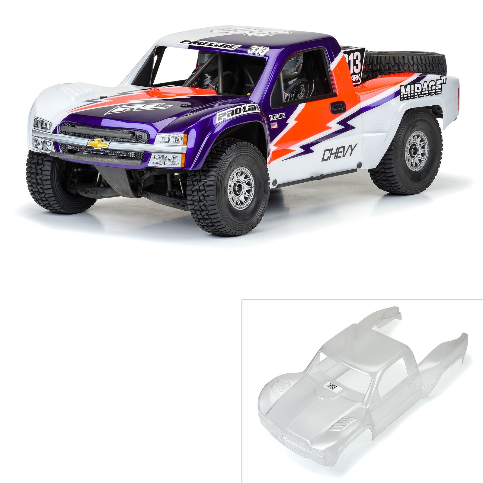 Pro-line 1/7 Pre-Cut 2007 Chevy Silverado Clear Body: Unlimited Desert Racer