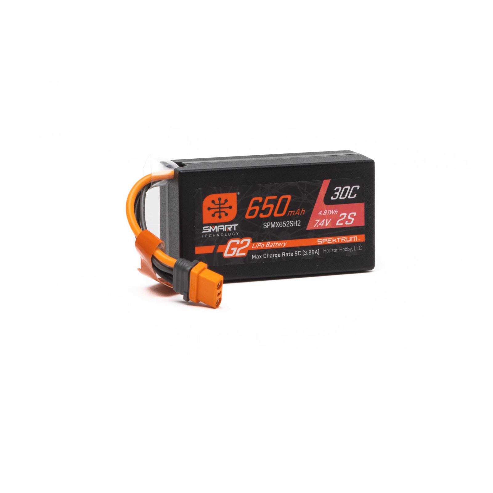 SPEKTRUM 650mAh 2S 7.4V Smart G2 30C LiPo; IC2