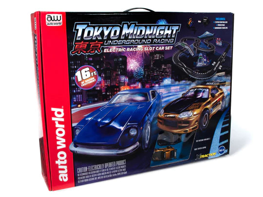 AUTO WORLD 16' TOKYO MIDNIGHT UNDERGROUND RACING SLOT RACE SET