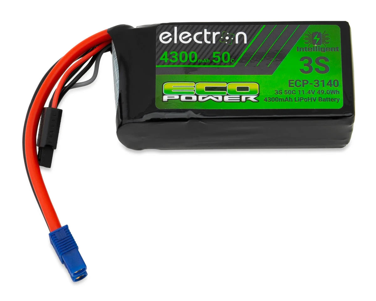 EcoPower "Electron" 3S 50C Intelligent HV LiPo Battery w/EC3 Connector (11.4V/4300mAh) (Axial™ 1/10 vehicles)