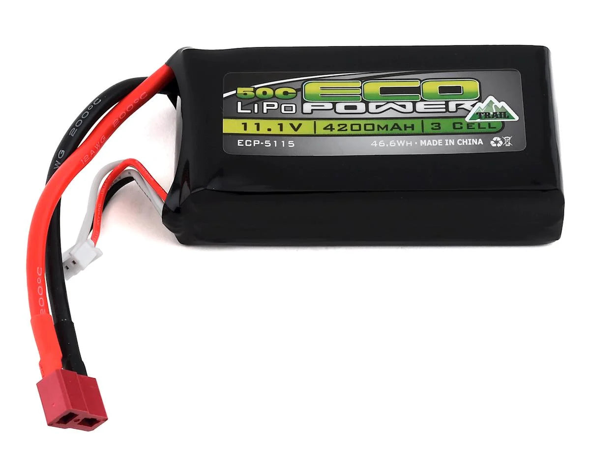 EcoPower "Trail" 3S Shorty 50C LiPo Battery (11.1V/4200mAh) (w/T-Style Connector) -  - AMain Distributing