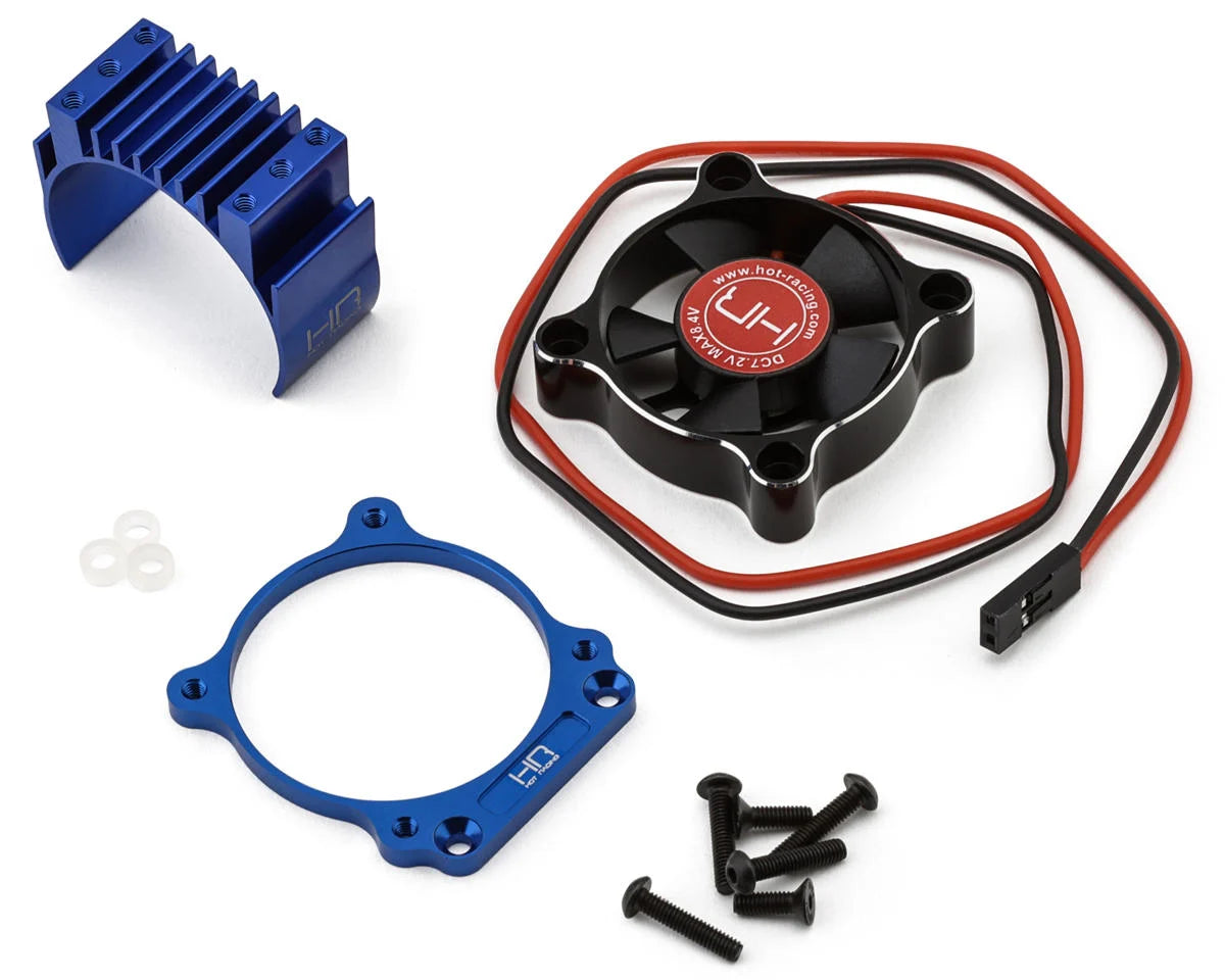 Hot Racing Aluminum Motor Heat Sink for Traxxas® Mini Maxx®/XRT™ (Blue) w/35mm Fan