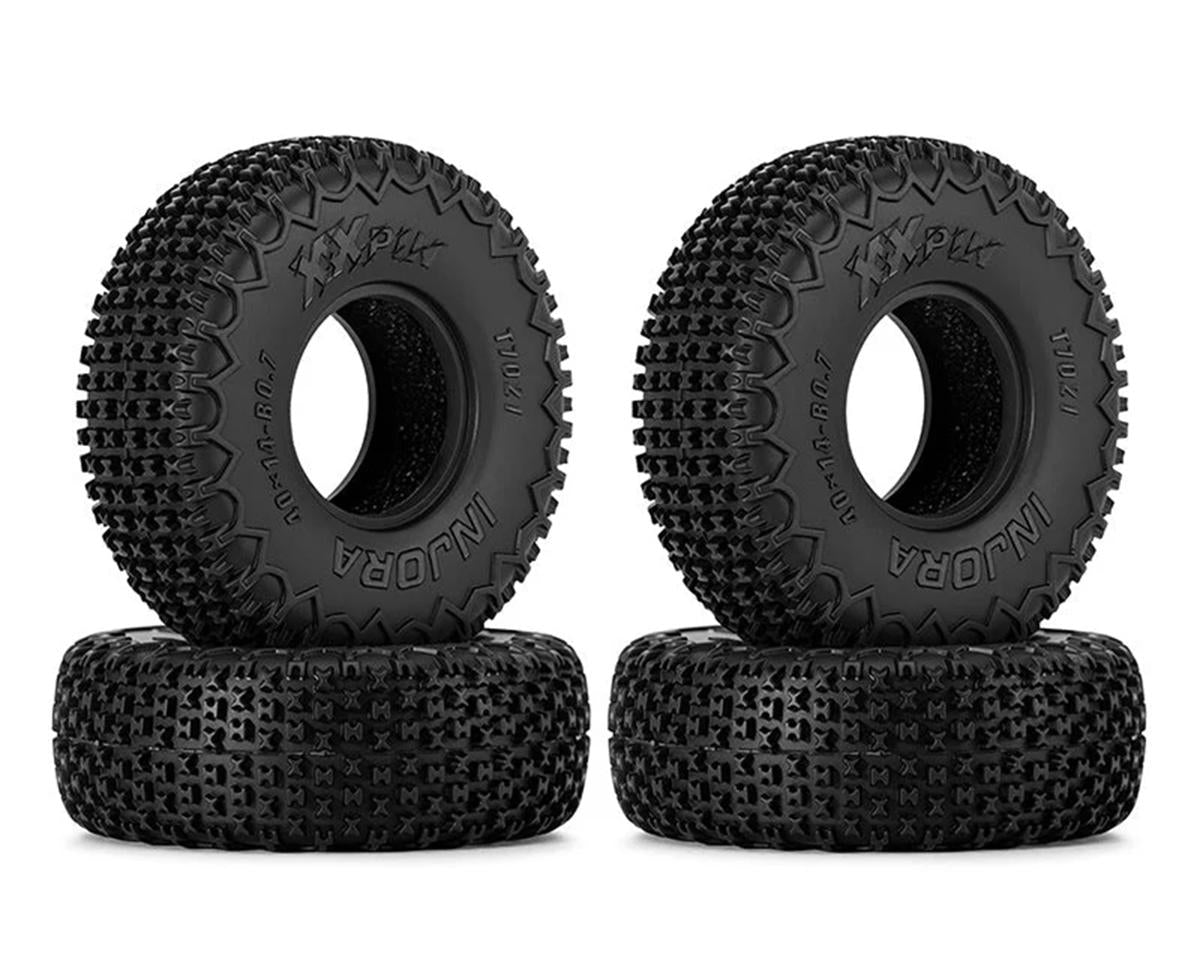 Injora Axial SCX30 0.7" XHX Pin Micro Rock Crawler Tires (4) (40mm OD) (S5) w/Foam Inserts