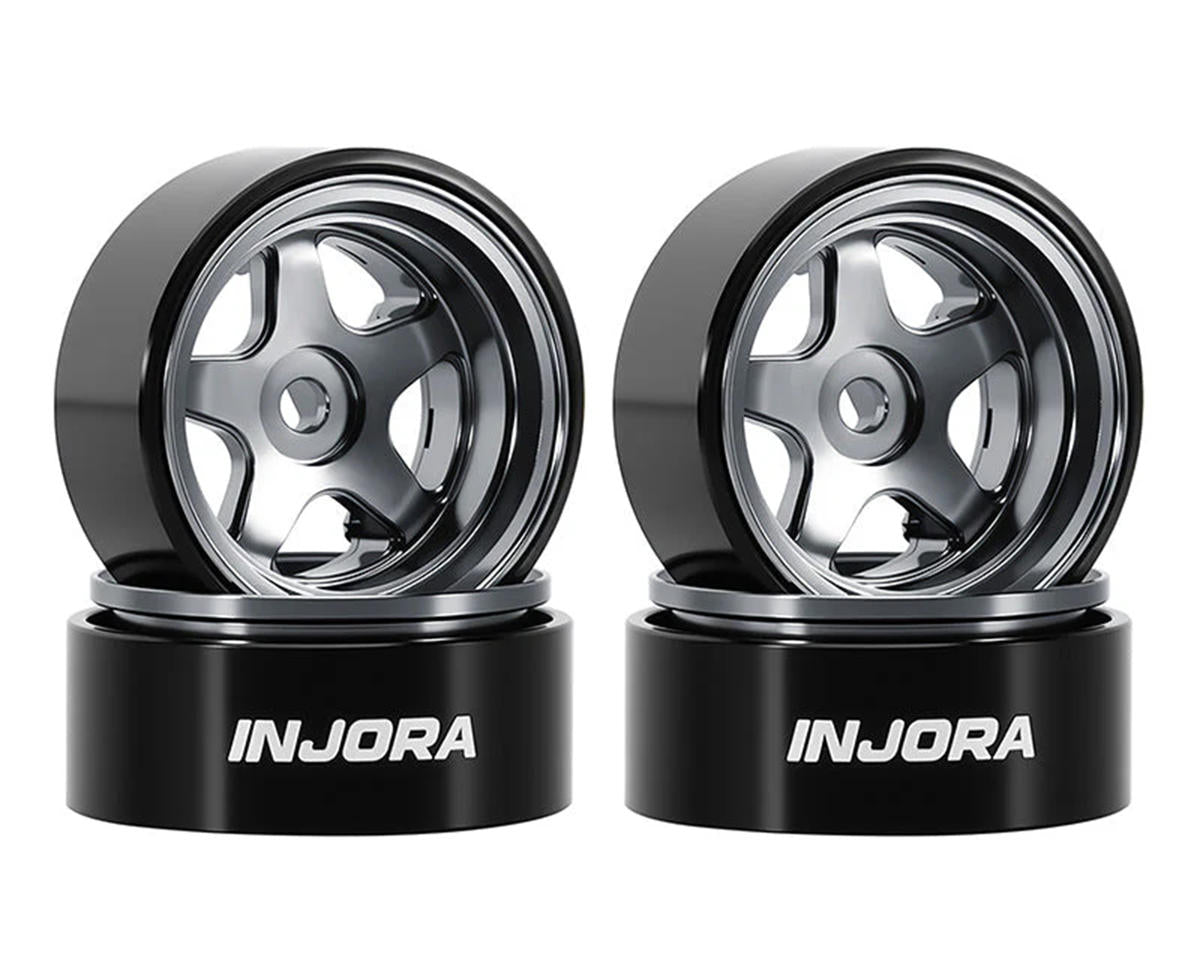 Injora Axial SCX30 D18 0.7" 5-Spoke Aluminum Micro Rock Crawler Beadlock Wheels (Titanium) (4) (3.4g ea)