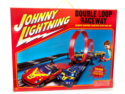 Auto World Johnny Lightning 24' Double Loop Raceway Remote Control Electric 1:43 Scale Slot Race Set