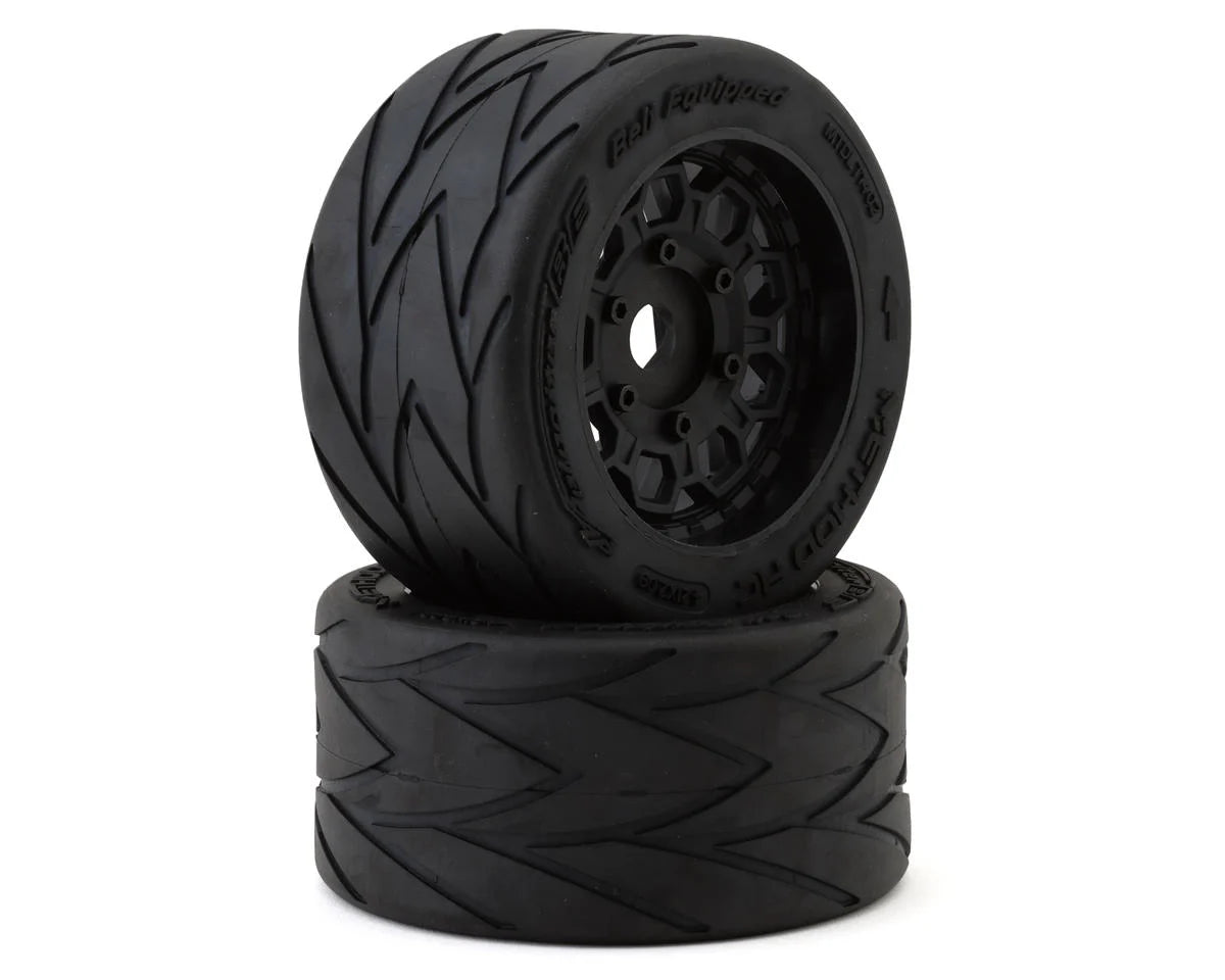 Method RC Velociter Belted Pre-Mount 1/7 On-Road Rear Tires (Black) (2) w/Hive 17mm Hex Wheels -  - AMain Distributing