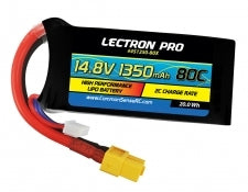 Lectron Pro 14.8V 1350mAh 80C Lipo Battery with XT60 Connector for FPV Racers -  - Common Sense RC