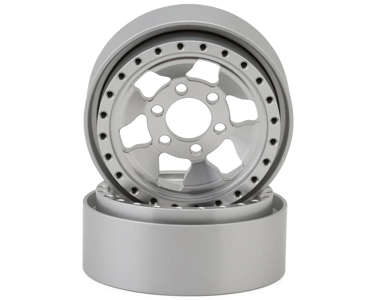 Reefs RC 1/10 Granite 1.9" Rock Crawler Beadlock Wheels w/Hubs & Rings (Silver) (2) -  - Horizon Hobbies, Inc.