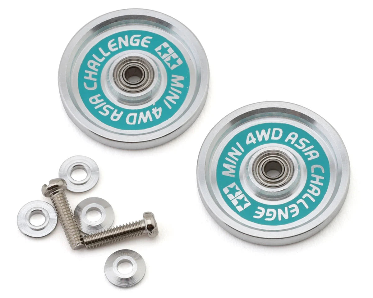 Tamiya JR HG 19mm Aluminum Ball-Race Limited-Edition Rollers Set (Ringless) (Asia Challenge/Green) -  - AMain Distributing