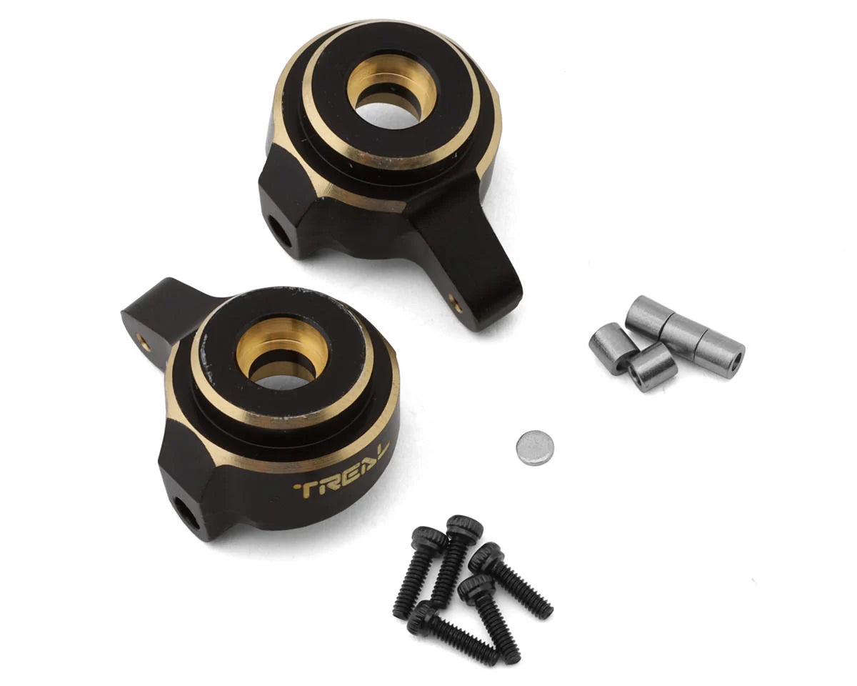 Treal Hobby Axial SCX24 Brass Front Steering Knuckles (Black) (2) (10g) -  - AMain Distributing
