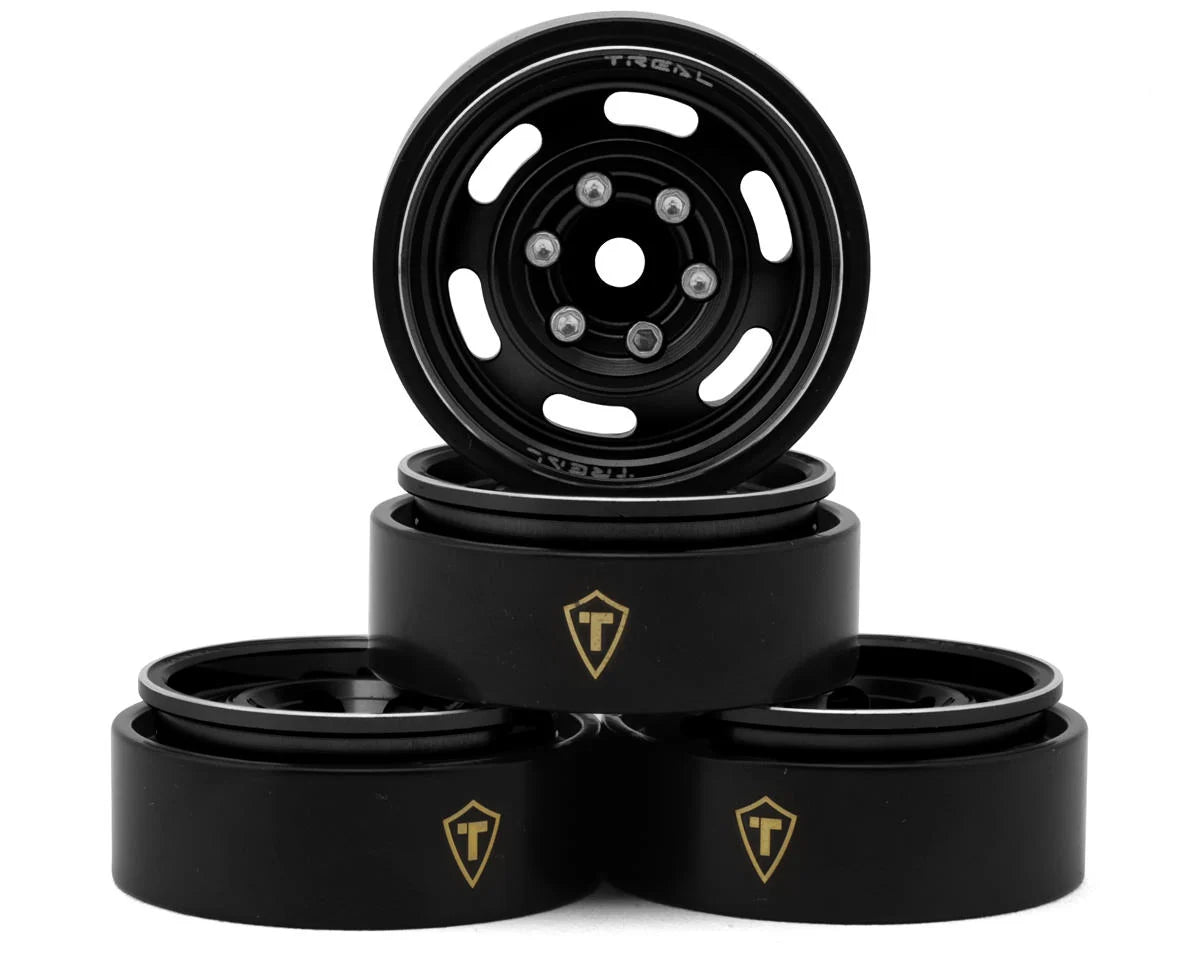 Treal Hobby Type E 1.0" 6-Slot Beadlock Wheels (Silver) (4) (21.9g) -  - AMain Distributing