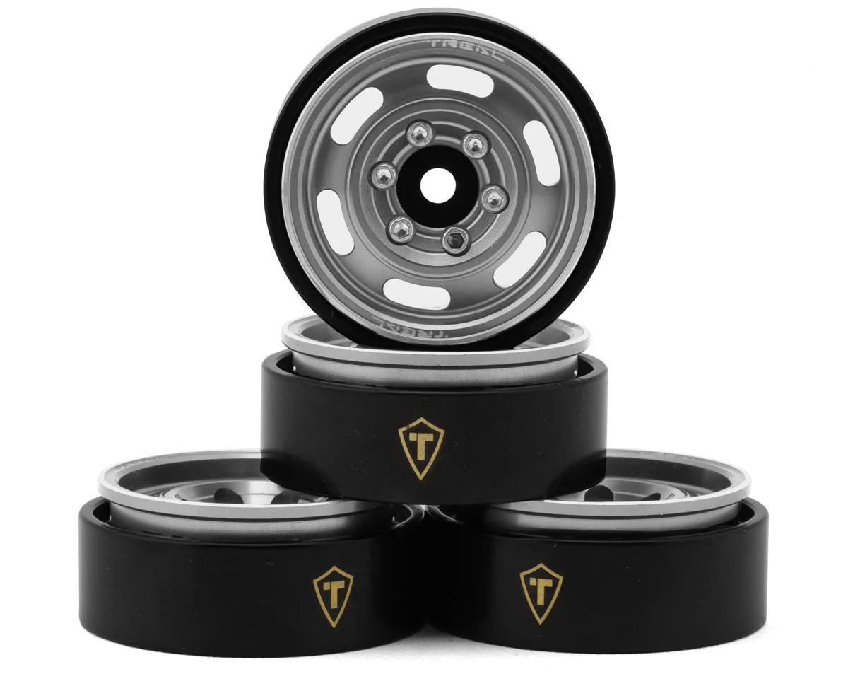 Treal Hobby Type E 1.0" 6-Slot Beadlock Wheels (Silver) (4) (21.9g) -  - AMain Distributing