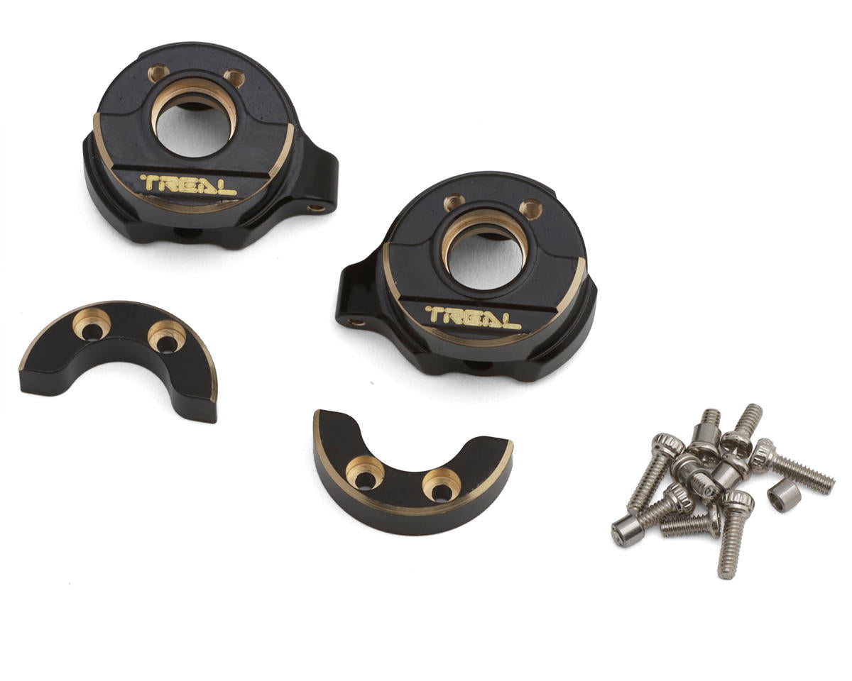 Treal Hobby SCX30 Brass Steering Knuckles (Black) (2) (7.75g ea)