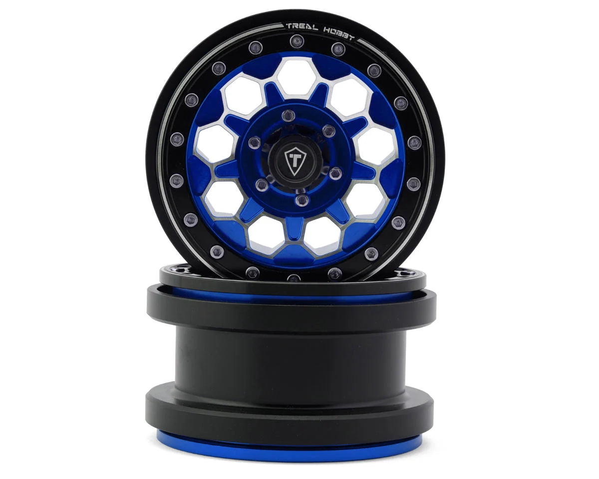 Treal Hobby Type B 2.9" 10-Hole Honeycomb Beadlock Wheels (Blue) (2) (237g) -  - AMain Distributing