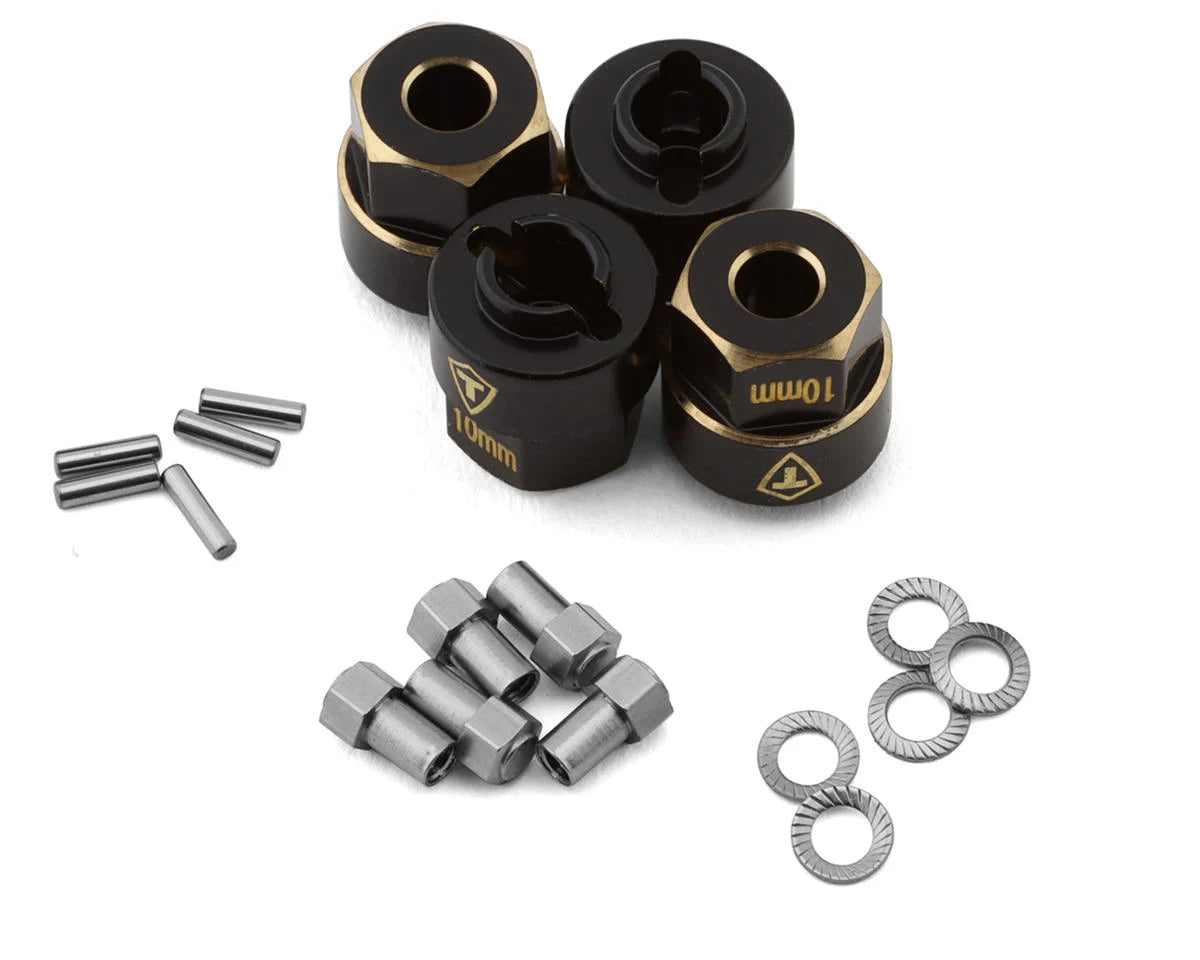 Treal Hobby Extended Brass Wheel Hub Hex for Traxxas TRX-4M (Black) (4) (3g) (+10mm Offset) -  - AMain Distributing