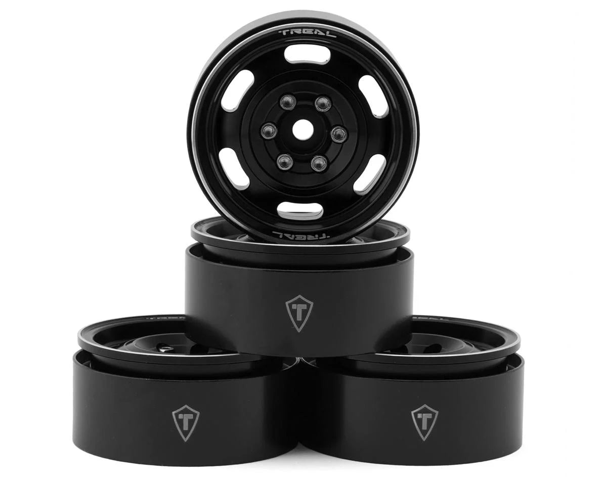 Treal Hobby Type G 1.9" Vintage Wagon Beadlock Wheels (Black) (4) (129.5g) -  - AMain Distributing