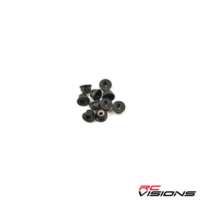 Traxxas 4-Tec 2.0 Serrated Flanged Nylon Locking Nut (Black) (10)