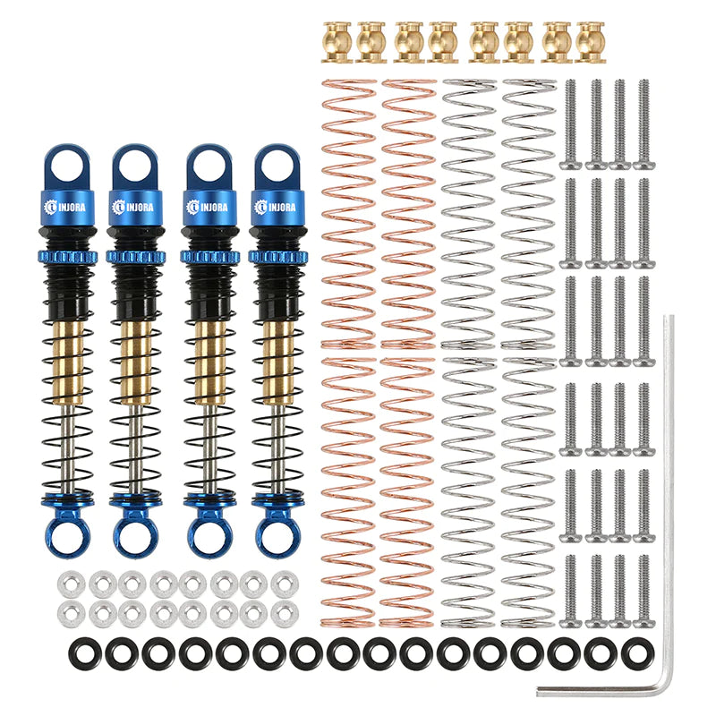 INJORA 43mm Aluminum Threaded Double Barrel Shocks Dampers For Axial SCX24 (4PCS)