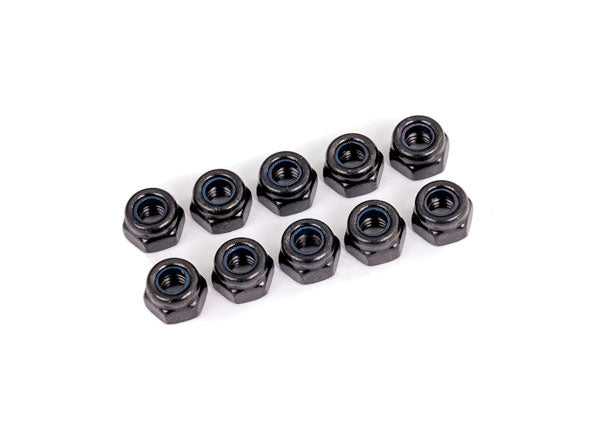 Traxxas Nuts, 4mm nylon locking, black (10)