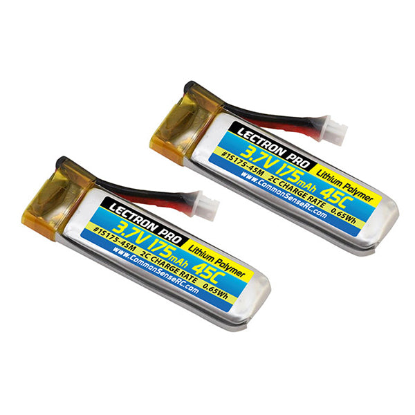 Common Sense RC Lectron Pro 3.7V 175mAh 45C Lipo Battery 2-Pack for Blade 70S