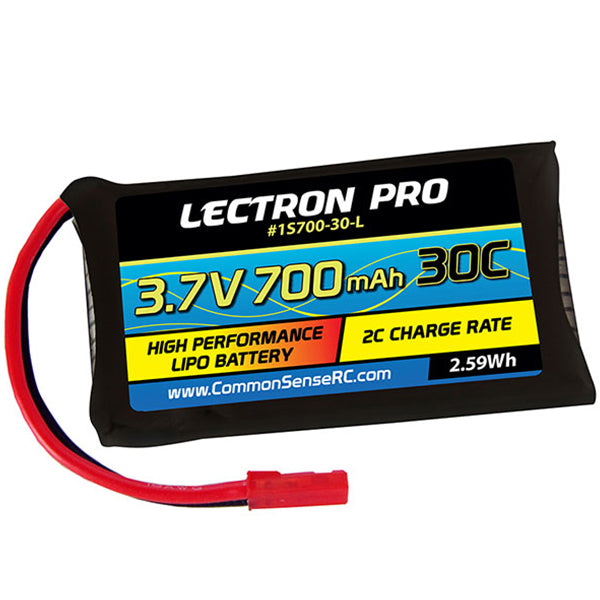 Common Sense RC Lectron Pro 3.7V 700mAh 30C Lipo Battery with JST Connector