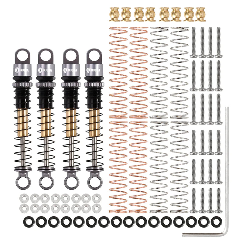 INJORA 43mm Aluminum Threaded Double Barrel Shocks Dampers For Axial SCX24 (4PCS)