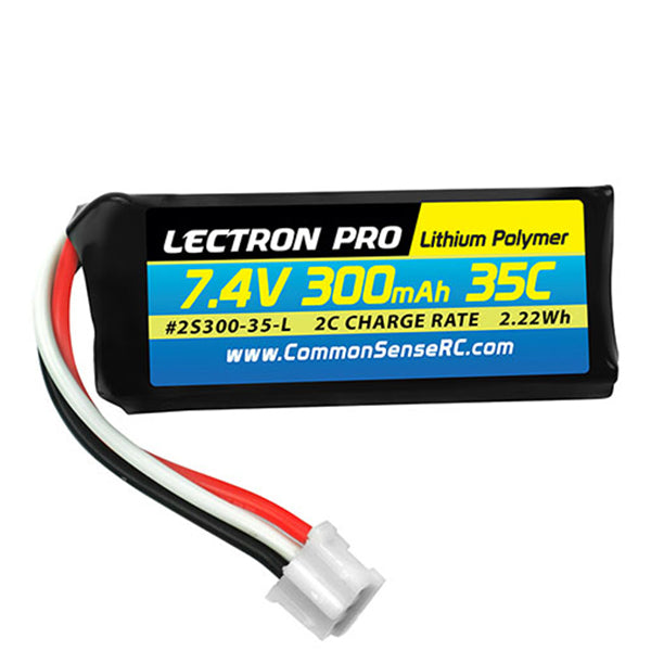 Common Sense RC Lectron Pro 7.4V 300mAh 35C Lipo Battery with UMX Connector