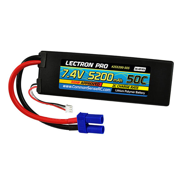 Common Sense RC Lectron Pro 7.4V 5200mAh 50C Lipo Battery with EC5 Connector