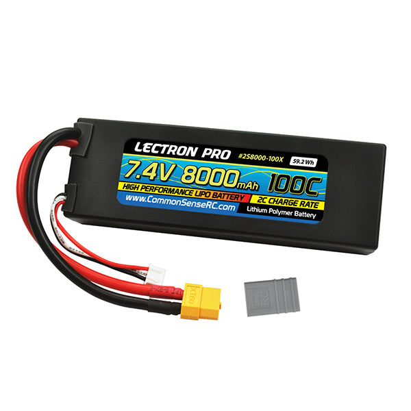Common Sense RC Lectron Pro 7.4V 8000mAh 100C Lipo Battery with XT60 Connector + CSRC adapter for XT60 Default Title