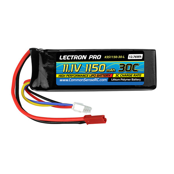 Common Sense RC Lectron Pro 11.1V 1150mAh 30C Lipo Battery with JST Connector
