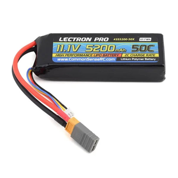 Common Sense RC Lectron Pro 11.1V 5200mAh 50C Lipo Battery with XT60 Connector + CSRC adapter for XT60 batteries Default Title